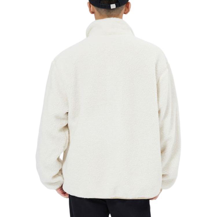 New Balance Velvet Jackets Unisex White Stand Collar Moderate (Unisex) Velvet Jackets AMJ13346 MLT