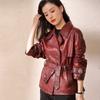 New Autumn and Winter Haining Genuine Leather Jacket Women's Short Slim Slim Sheepskin Suit Collar Jacket Leather Jacket