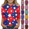 Топы с принтом для девочек 3-10 лет с круглым вырезом и рукавами 3/4 Футболки Модные топы Наряды Футболки