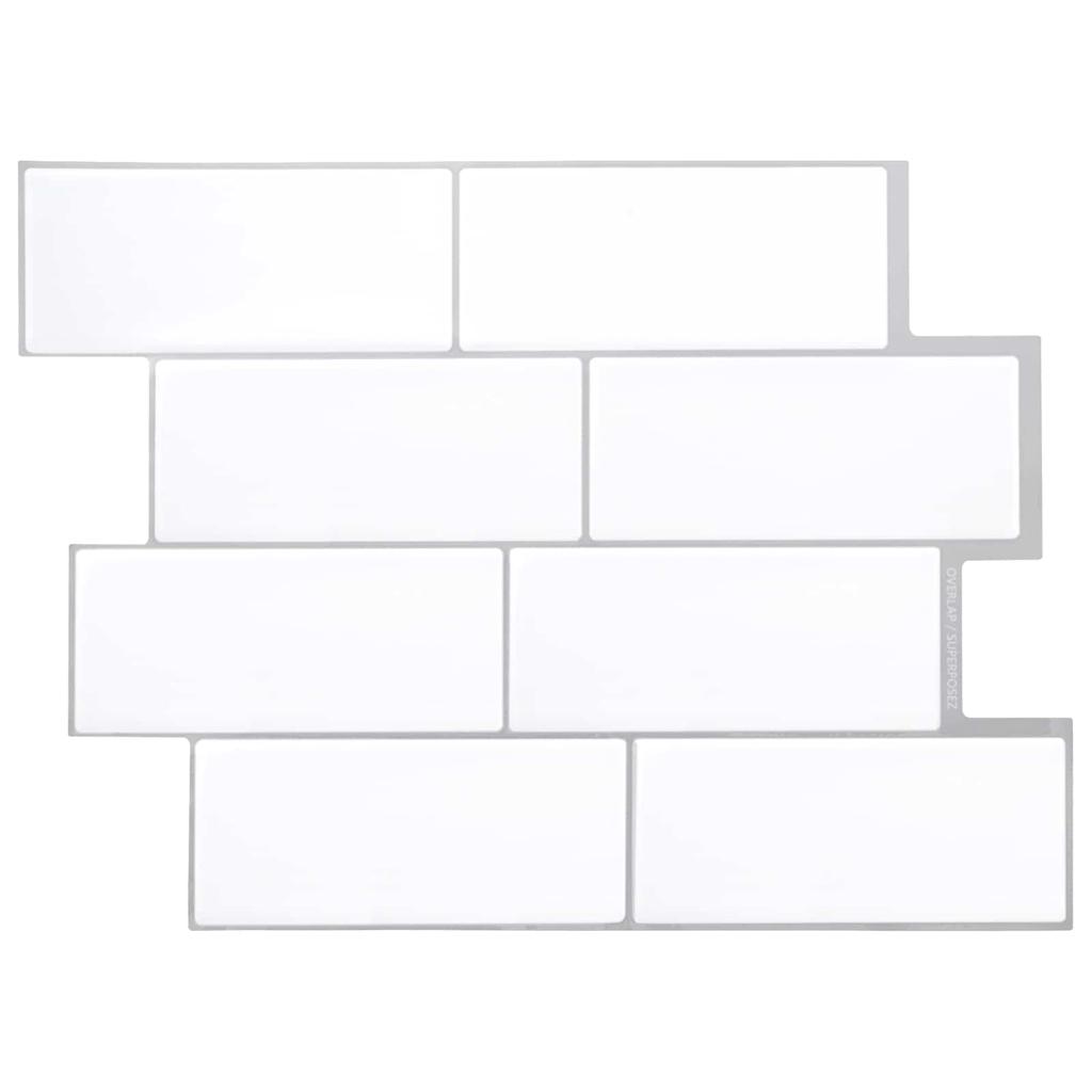 Subway Tile 10 pcs White Grey 29 x 21 cm Polyurethane and PET