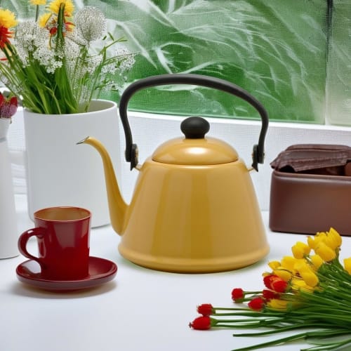 Nodahoro Drip Kettle, 2L, Enamel, Gas/IH Compatible, Narrow Mouth, Made In Japan, Camel, DK-200CA