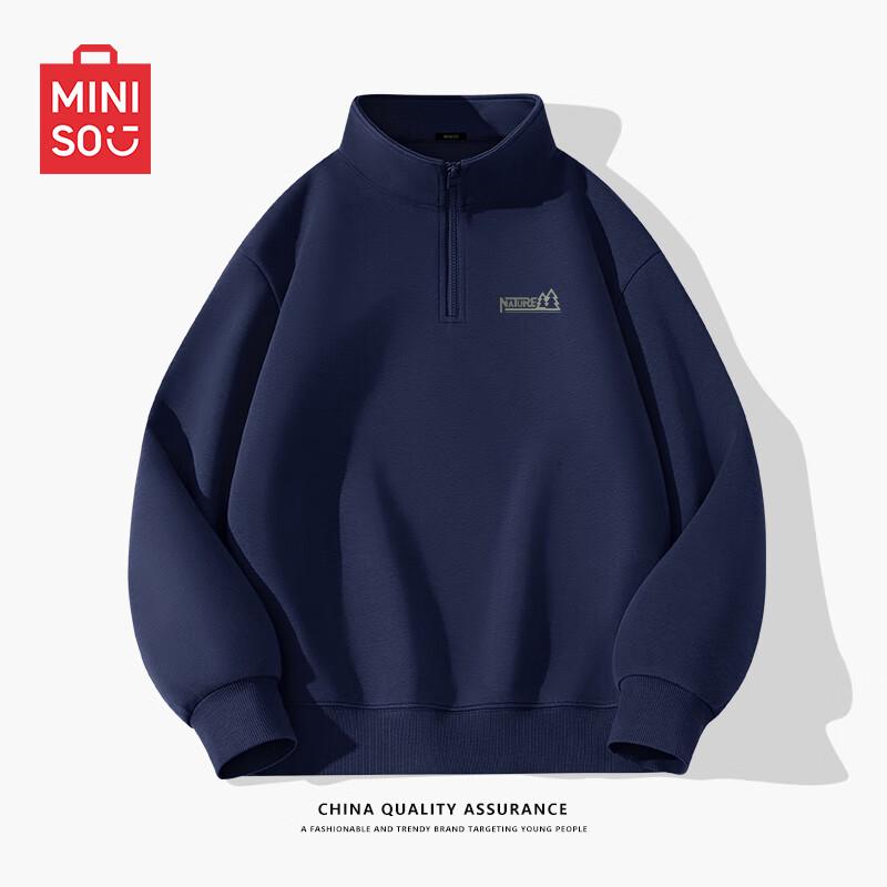 MINISO Men's Vintage Half-Zip Stand-Collar Sweatshirt