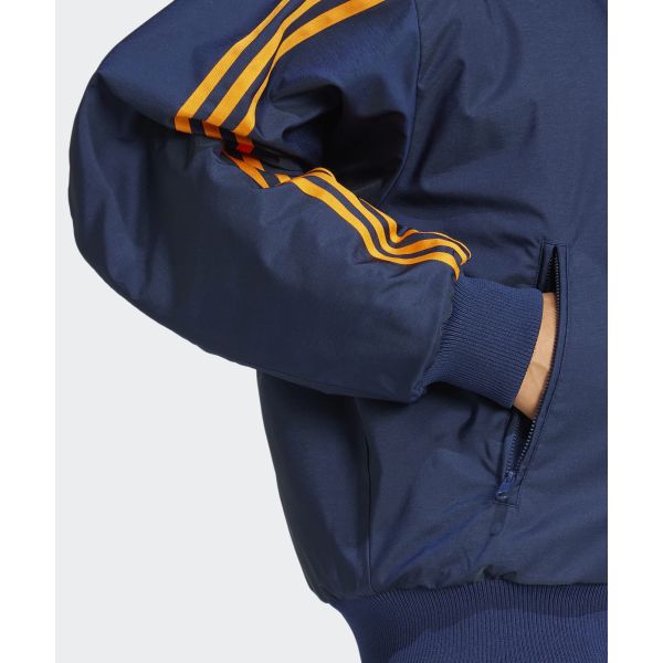 adidas Оригинальная куртка 70-х годов в полоску с бейсбольным воротником, на молнии, двусторонняя, свободного кроя, пилот, со спущенным плечом, с длинным рукавом, женская куртка JN7657