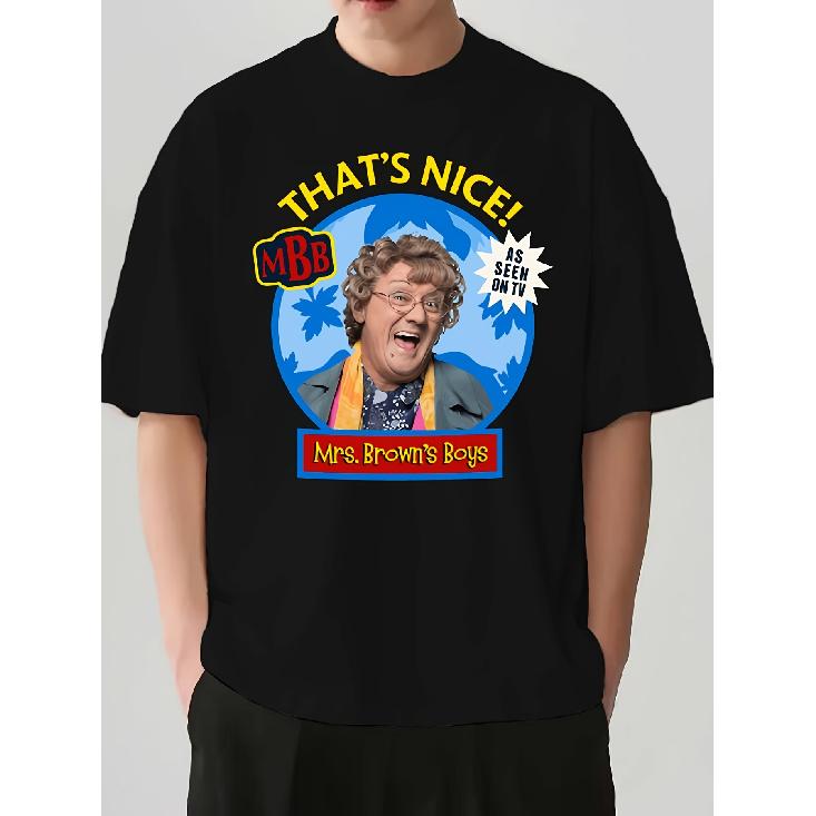 Men's Mrs Brown's TV Show T-Shirt - Funny Iconic Mrs Brown Print & Signature Gesture Tee, Comedy Fan Apparel, Machine Washable Casual Round Neck