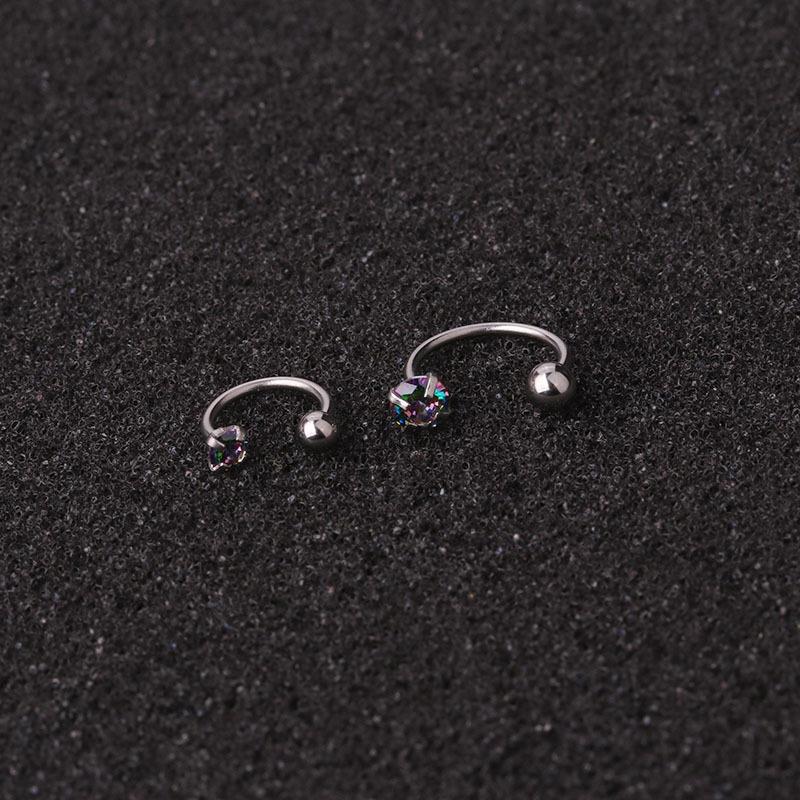 1pc 6/8mm Stainless Steel Zircon Cz Hoop Tragus Cartilage Helix Stud Earring Conch Rook Daith Lobe Ear Screw Piercing Jewelry