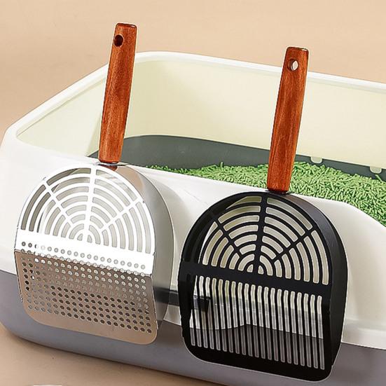 Совок для кошачьего туалета из нержавеющей стали, просеивающая лопатка с длинной ручкой, совок для уборки отходов домашних животных, инструмент для чистки кошачьего туалета