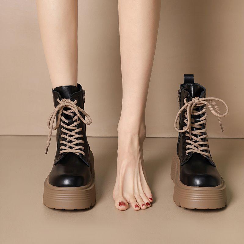 Женские ботинки Мартин 2025 осень и зима новые британские короткие ботинки весна и осень на высокой толстой подошве толстый каблук нескользящие красивые женские ботинки