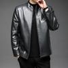 Осень и зима Новая мужская кожаная куртка Кожаная куртка Деловая повседневная с воротником-стойкой Флисовая утолщенная ветрозащитная молодежная кожаная куртка