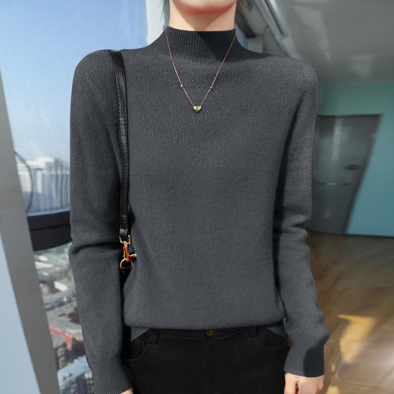 DAFIFY Женская мода повседневная осень-зима однотонный принт длинный рукав полуводолазка свитера