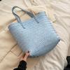 Yogodlns Summer Woven Straw Tote Bag Casual Large Capacity Rattan Beach Bag Holiday Handmade Shoulder Bag Travel Shopper Bag