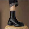 Мода 2024 года, новые французские эластичные толстые женские британские сапоги большого размера с молнией сзади на высоком каблуке, узкие короткие сапоги