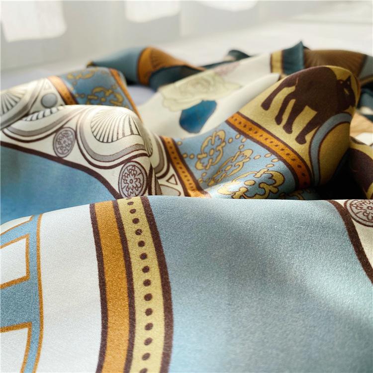 Intellectual Elegance Flower Mulberry Silk Scarf Women'S 110Cm Silk Square Scarf Shawl Fresh Print