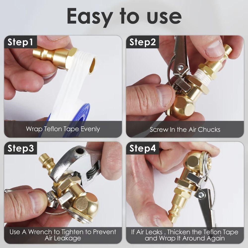 2Pcs Closed Flow Air Pump Inflation Nozzle 1/4inch FNPT Ball Tire Inflator Nozzle for Air Chucks