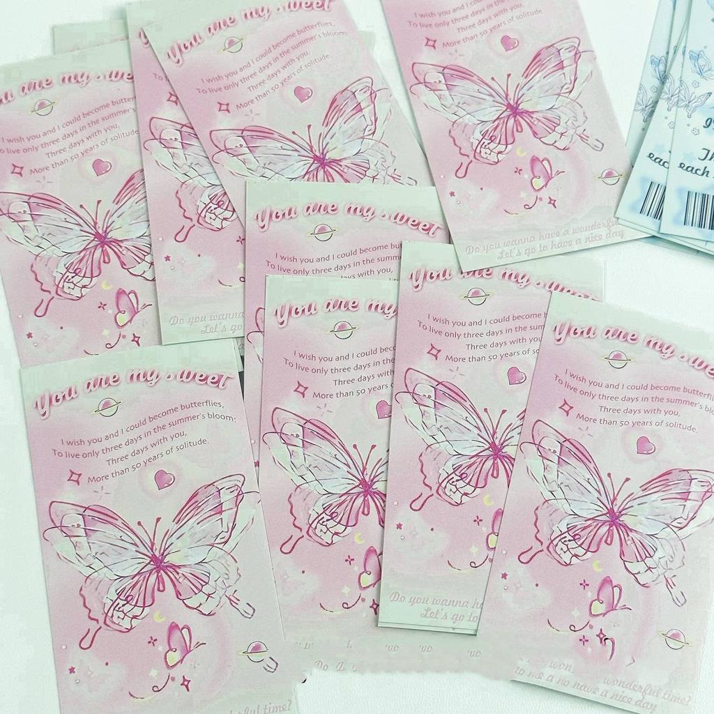 20sheets Korean Ins Dreamy Aesthetic Butterfly Sticker Kpop Photo Card Selling Card Packing Bag DIY Decor Sealing Label Stickers