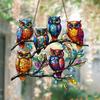 Owl Ornament Stained Glass Blue Green Sun Catcher Enchanting Birds Window Hanging Panel Kitchen Window Decor
