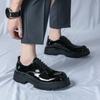 Внешняя торговля 2025 весна и осень новая квадратный носок черный мужской большой размер ретро глянцевая толстая подошва увеличивающая рост со свадебными туфлями жениха из кожи
