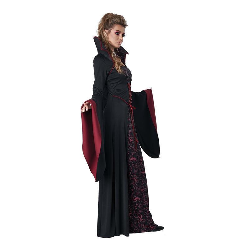 Halloween Vampire Queen Costume Cosplay Party Black 4-Way Stretch Dress Women