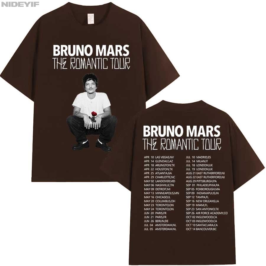 Футболка Bruno Mars The RoUnisextic Tour для унисекс женщин Хип-хоп Уличный стиль Оверсайз Топы 100% Хлопок Футболка BM2