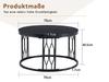 Round Coffee Table with Wood-Look Top and Metal Frame, Modern Living Room Table with Geometric Iron Frame, Sturdy Round Side Table, approx. 70x40.5 cm