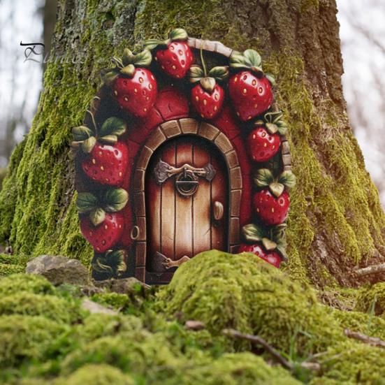 Деревянная волшебная садовая дверь-эльф, украшение для улицы, миниатюрный эльф, украшение для двери, сказочный мир, крошечная фигурка для двери дома, скульптура
