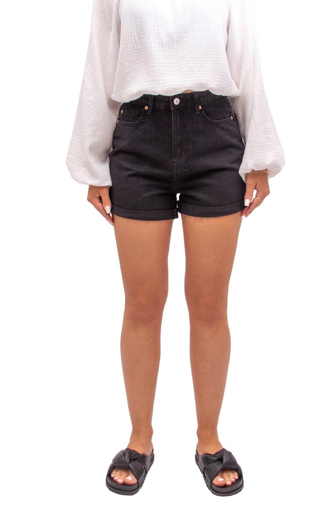 Krótkie Spodenki Jeansowe Damskie Dżinsowe Mom Fit Bermudy Czarne 36 S Firi