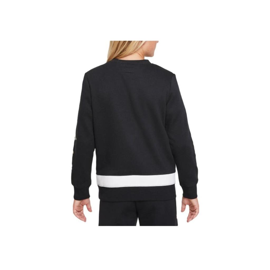 Jordan Side Letter Print Logo Crew Neck Long Sleeve Sweatshirt Kids Tops Black DQ3711-010