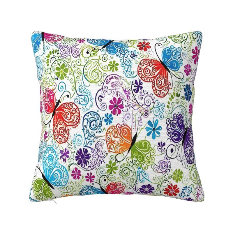 Custom Funny Colourful Butterfly Printed Cushion Cover xcm Velvet Modern Pillow Cases Living Room Decoration