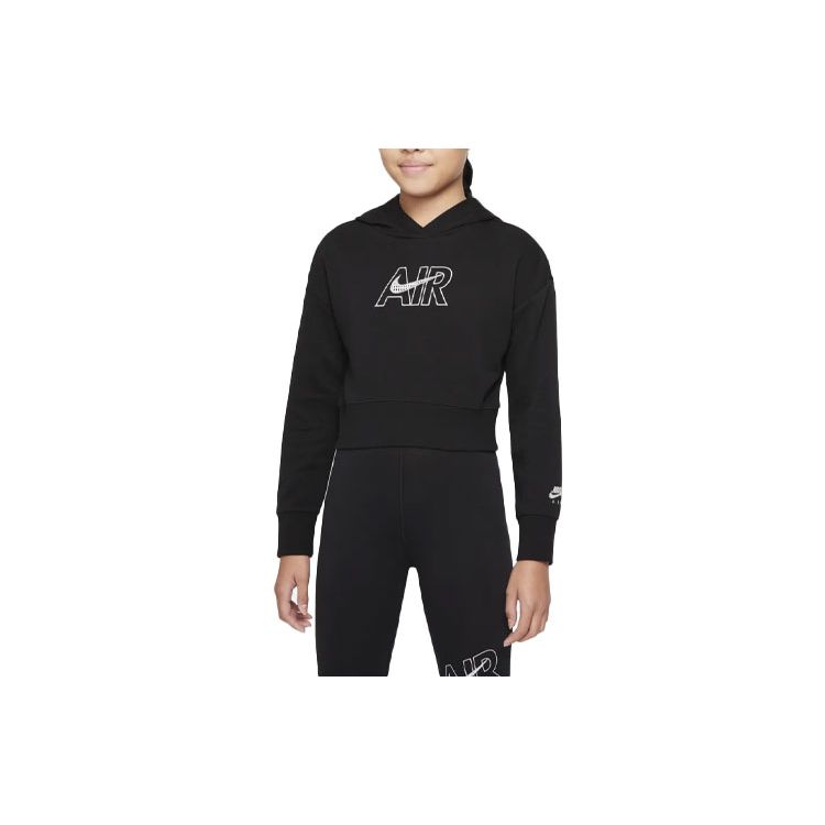 Nike Укороченная толстовка с вышитым логотипом Детские топы Черный DM8372-010