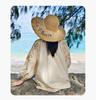 Women's Straw Beach Hat with Frayed Edge and Raffia Tie - Versatile Wide Brim Sun Hat for Summer Seaside Vacations