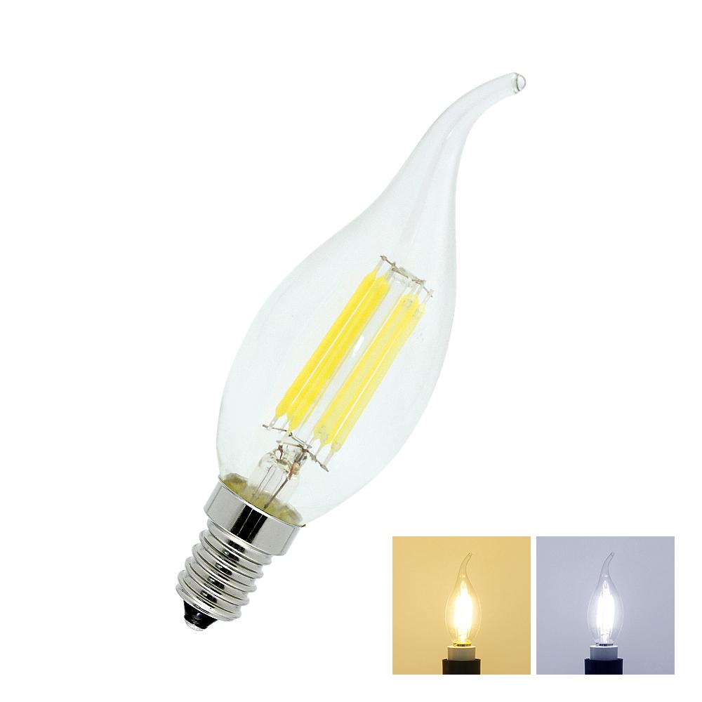 1pcs E14 LED Filament Lamp C35L Type Glass Candle Bulb 220V 2W 4W 6W Replace 20W 40W Halogen Light Chandeliers