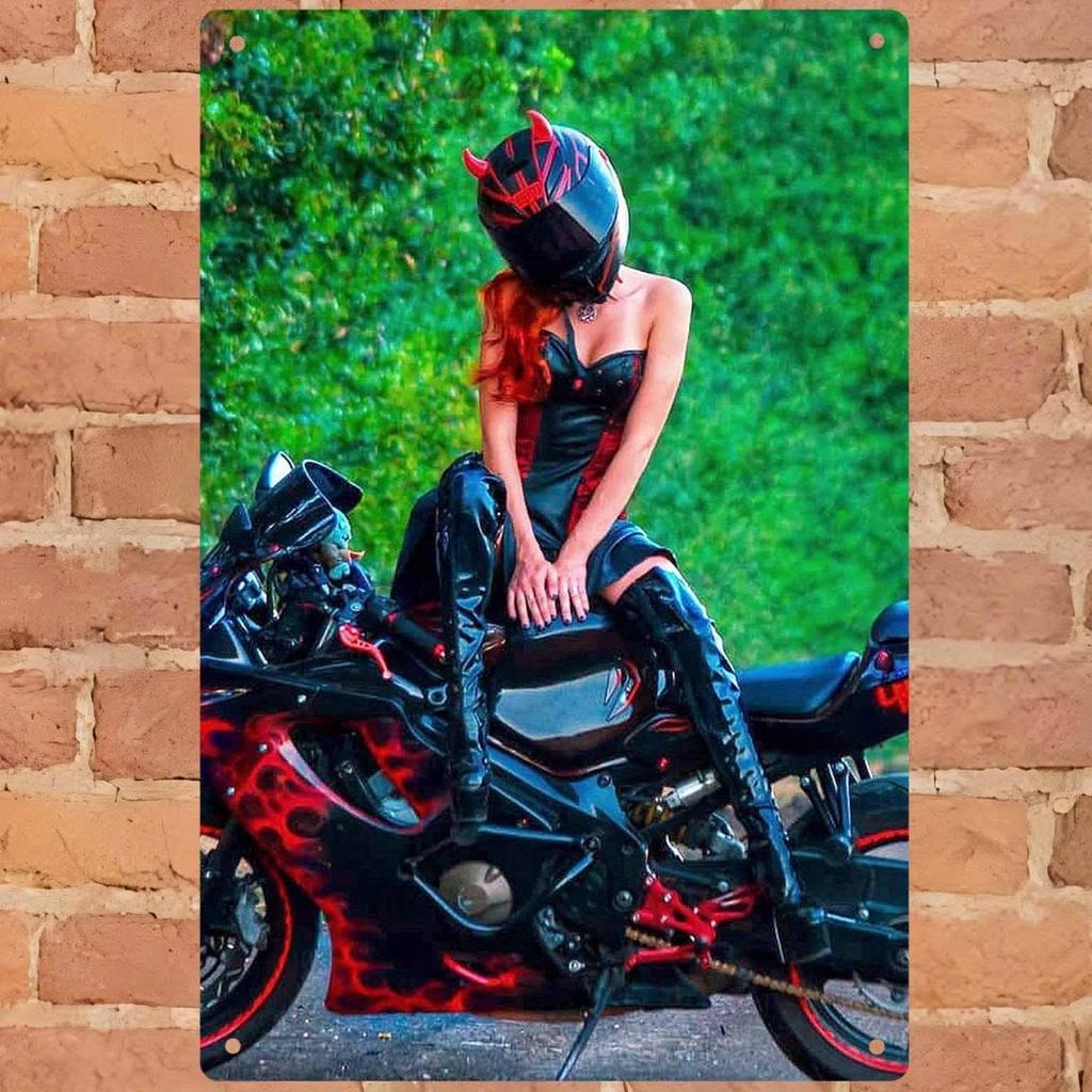 Vintage Garage Sign Retro Metal Tin Sign Motorcycle Wall Art 8x12 Inch Cafe Decor