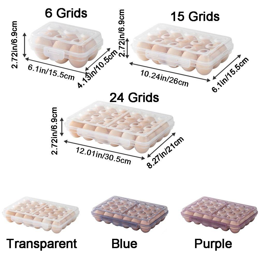 Plastic Egg Storage Box 6/15/24 Grids Space Saving Refrigerator Egg Organizer with Lid Anti-collision Egg Protector for Kitchen