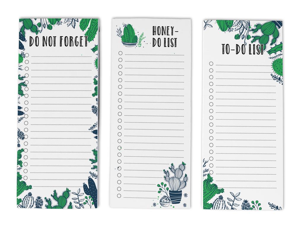 Inkdotpot Pack of 3 Magnetic Fridge To-Do List Notepads- Magnetic Memo Pads For Refrigerator- (50 Sheets