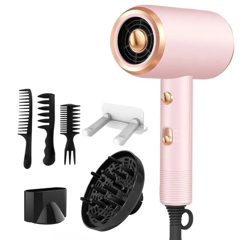 Профессиональный фен, мощный ионный фен 1800 Вт с диффузором, фен с 2 скоростями, 3 нагрева и кнопкой охлаждения для женщин