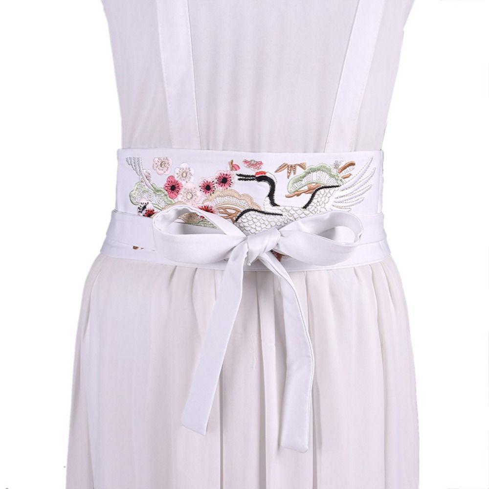 Вышитые кушаки ханьфу с цветами Женский пояс Простой широкий пояс Девушка