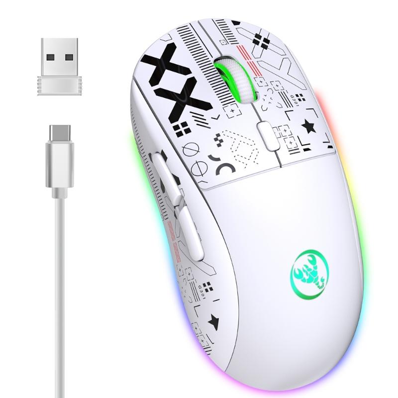 Совместимость с Bluetooth 2.4G - беспроводная мышь с подсветкой для компьютера, ноутбука, планшета, оптической мыши - перезаряжаемая, тип C, беззвучный режим -