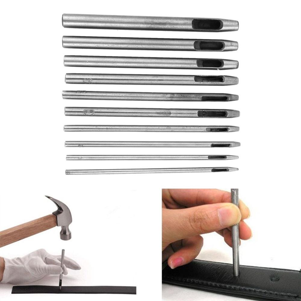 10 Pcs Round Hollow Punch Set 0.5mm-5.0mm Punch Tool Kit Leathercraft & DIY Crafting