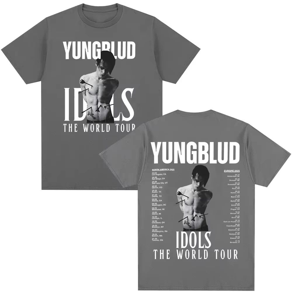 Футболка в стиле Харадзюку Y2K, футболка Yungblud IDOLS The World Tour 2025, хип-хоп футболки, повседневная хлопковая футболка оверсайз, уличная одежда, унисекс