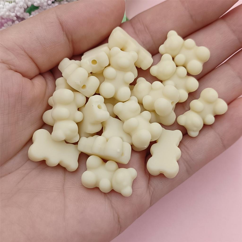 Высокое качество 20 шт. однотонных резиновых бусин 18*11 мм браслеты в форме медведя изготовление украшений своими руками ожерелье милые бусины в форме медведя