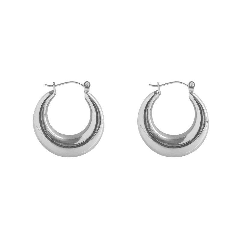 Элегантные французские винтажные овальные серьги-кольца из позолоченного серебра