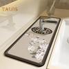 Diatom Mud Faucet Draining Mat Chinese Floral Print Super Absorbent Quick Drying Splash-proof Foldable Non-slip Bathroom Kitchen Sink Faucet