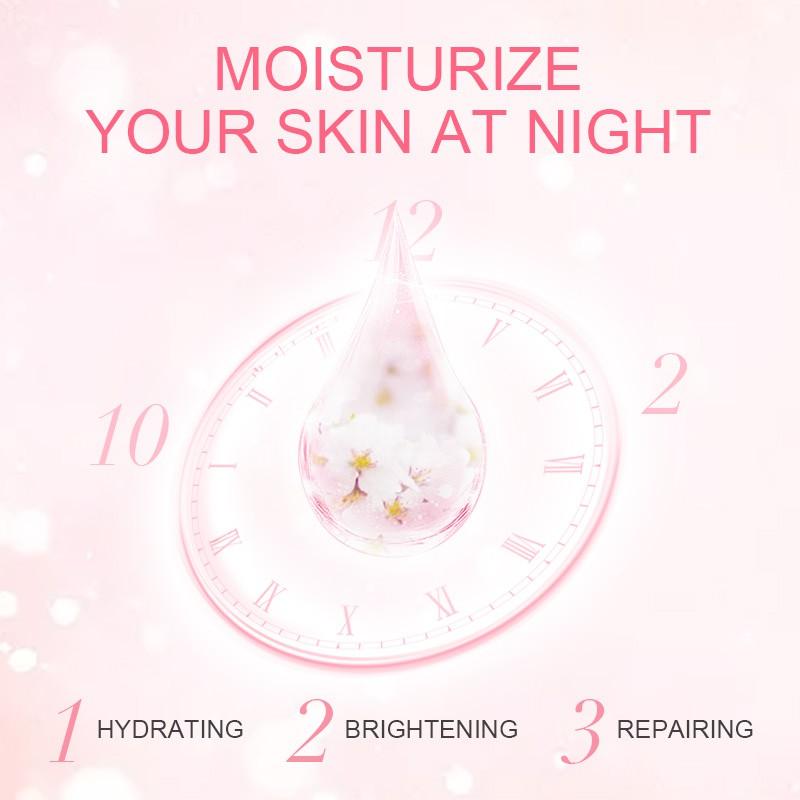 LAIKOU Сакура Ночная маска Уход за кожей от прыщей Увлажняющая успокаивающая маска для лица Увлажняющий крем 3gx15pcs