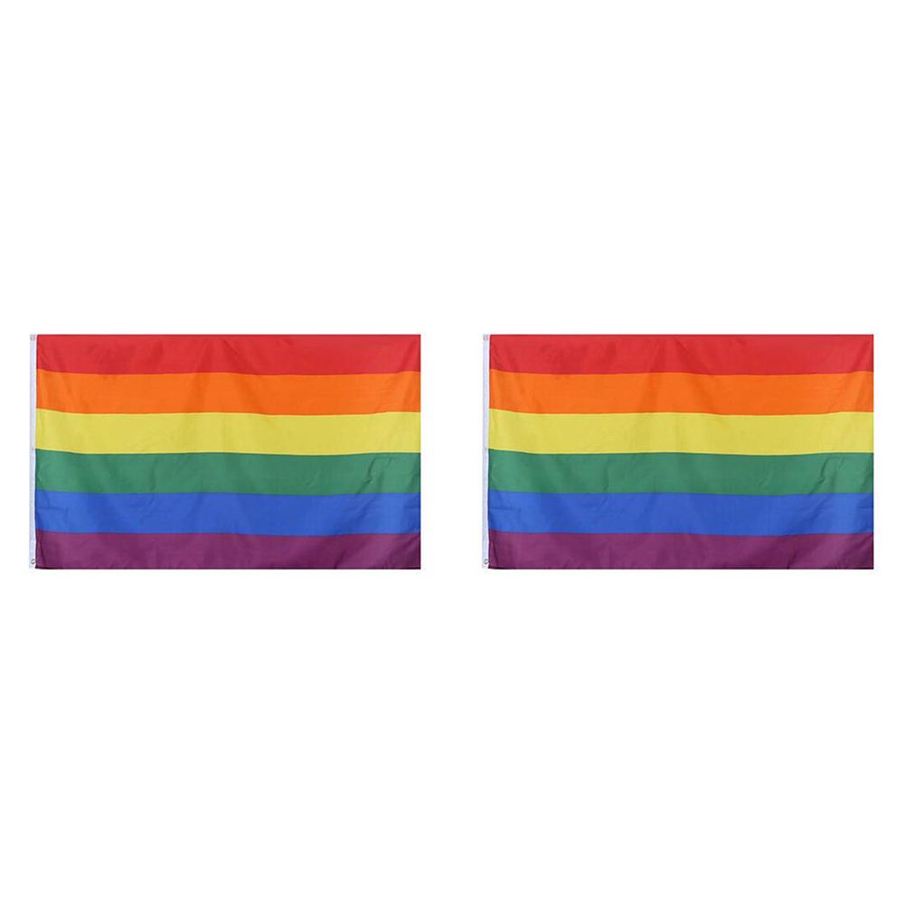 90X150cm Rainbow Flags Vivid Color Progress Pride Rainbow Flag UV Fade Proof Canvas Header Brass Grommets for Home/Outdoor Decor