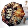 1pc Lion's Crown Amidst Celestial Flames Automatic Opening and Closing Umbrella, Lightweight 3-Fold, With Cute Cartoon Characters, Suitable for H