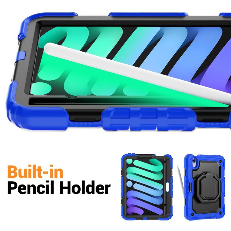 IPad Mini 6/7 Case Shockproof 360 Rotating Stand Hand Strap Silicone Cover Tablet
