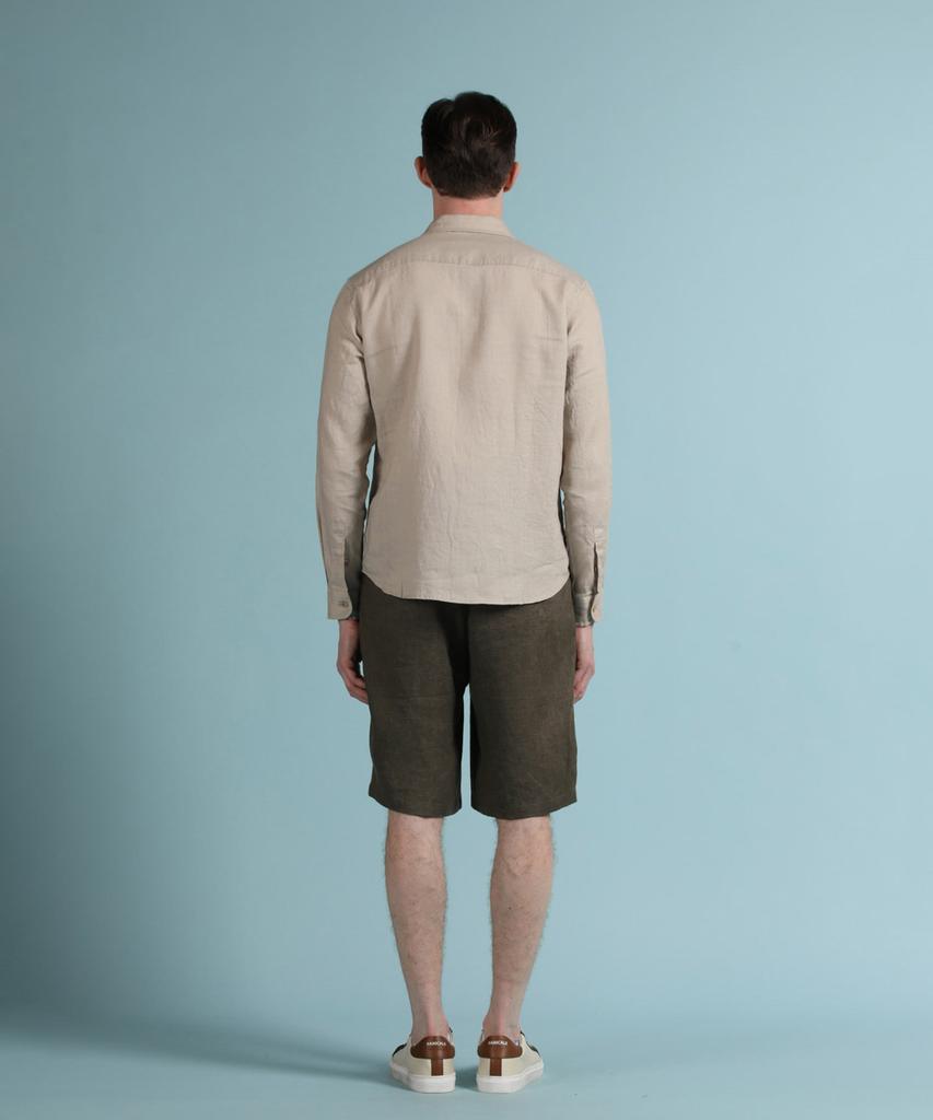 PANICALE Khaki Gray Drawstring Linen Shorts (Type A)