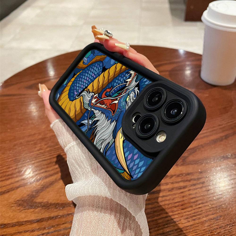 N81 Dragon design art Мягкие чехлы для телефонов с ангельскими глазками для Samsung A54 A34 A13 A14 S23 S24 Ultra S20 FE Xiaomi Redmi Note 13 12C Противоударный чехол