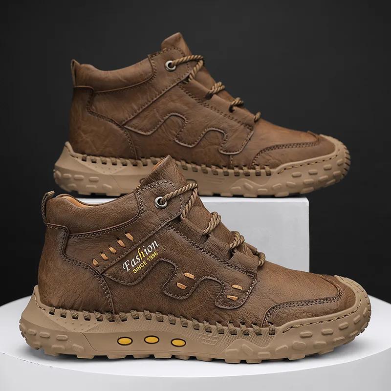 Модная мужская обувь из кожи, повседневная, модная, мотоциклетная обувь, мокасины, скалолазание, отдых, тренд, походы, роскошь, мягкая, износостойкая, ручная работа