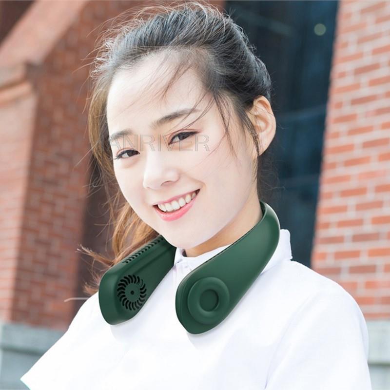 Mini Bladeless Fan Neck Fan 2000mAh USB Rechargeable Mute Sports 3-speed Adjustable Portable Fans For Outdoor Home Office Use