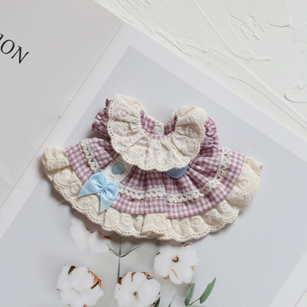 Plaid Doll Dress Up Clothes Cotton Kawaii Mini Doll Skirt Cute Exquisite Doll Skirt  10-15cm Doll